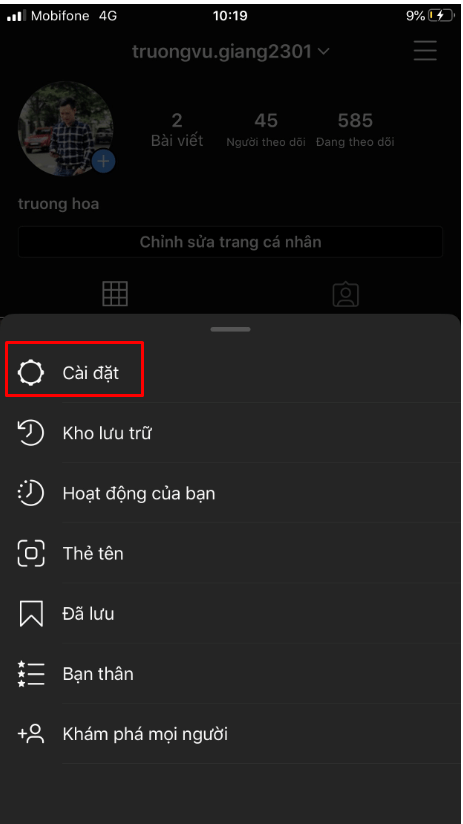 Nhấn nút Cài đặt