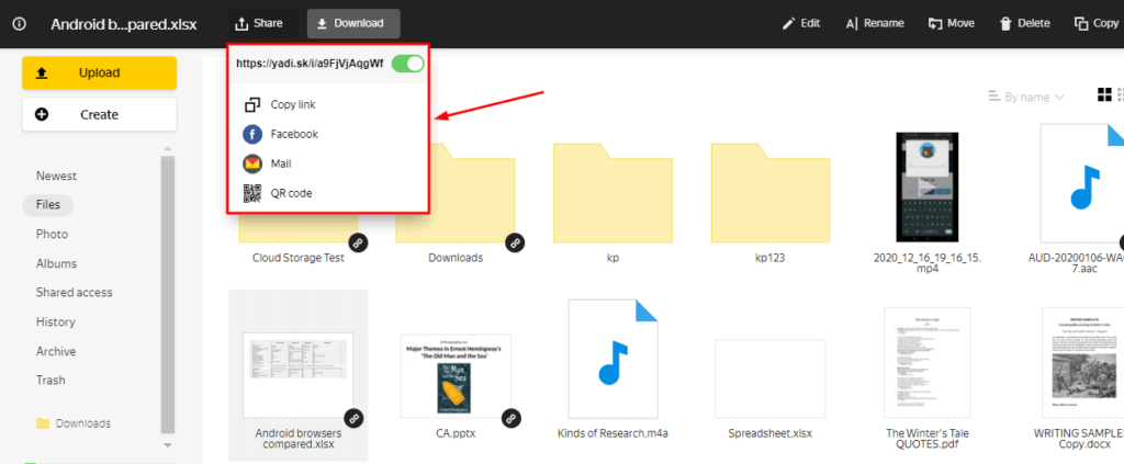 yandex-disk-link-sharing