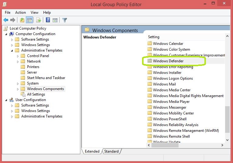 tắt windows defender