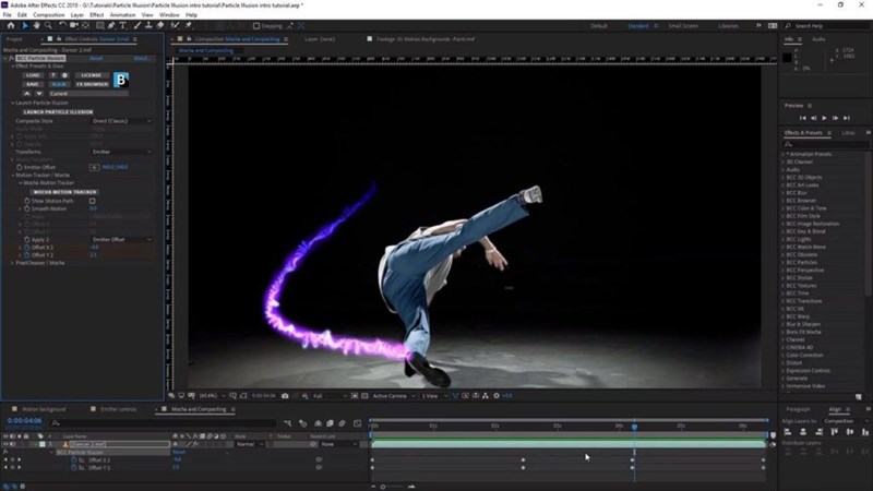 Giao diện phần mềm Adobe After Effect.