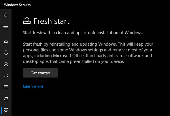  Khôi phục cài đặt gốc cho Windows 10 bằng tùy chọn "Fresh Start" 