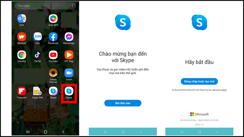 Đăng nhập vào Skype trên Android