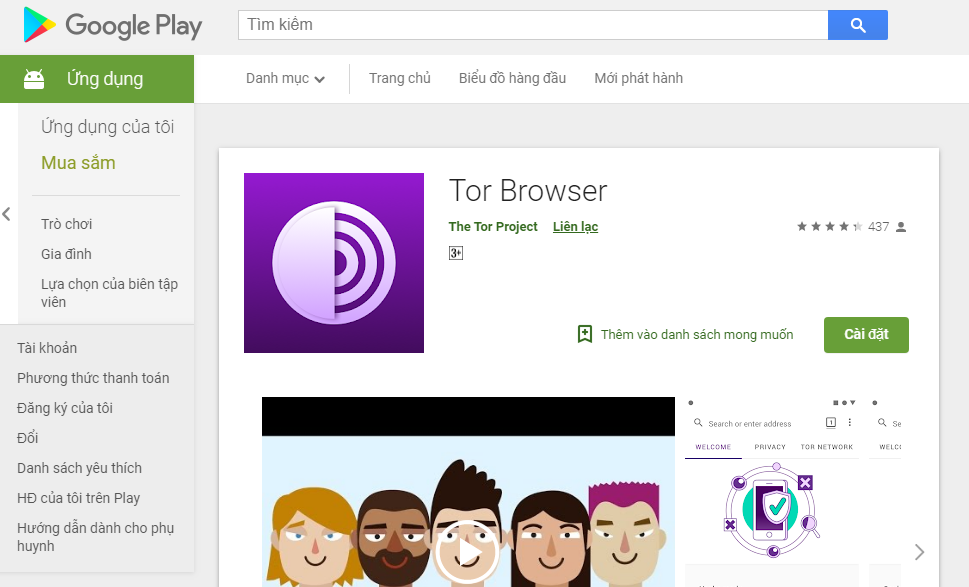 Tor Browser trên Google Play