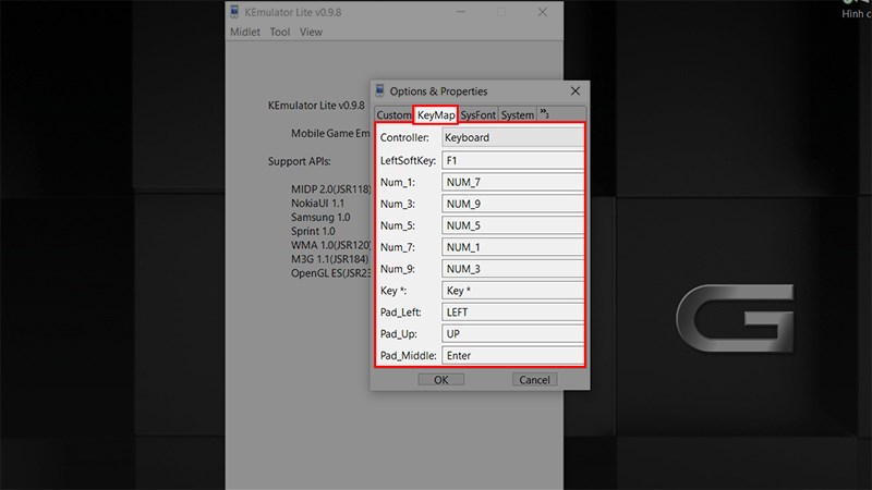 Chọn tab KeyMap > Thực hiện thay đổi các phím tắt tại thẻ này