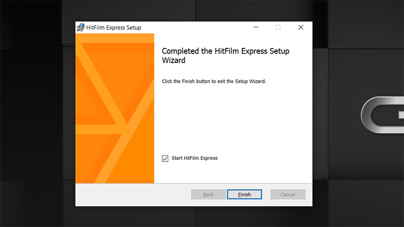 Nhấn Finish để hoàn tất cài đặt Hitfilm Express về máy