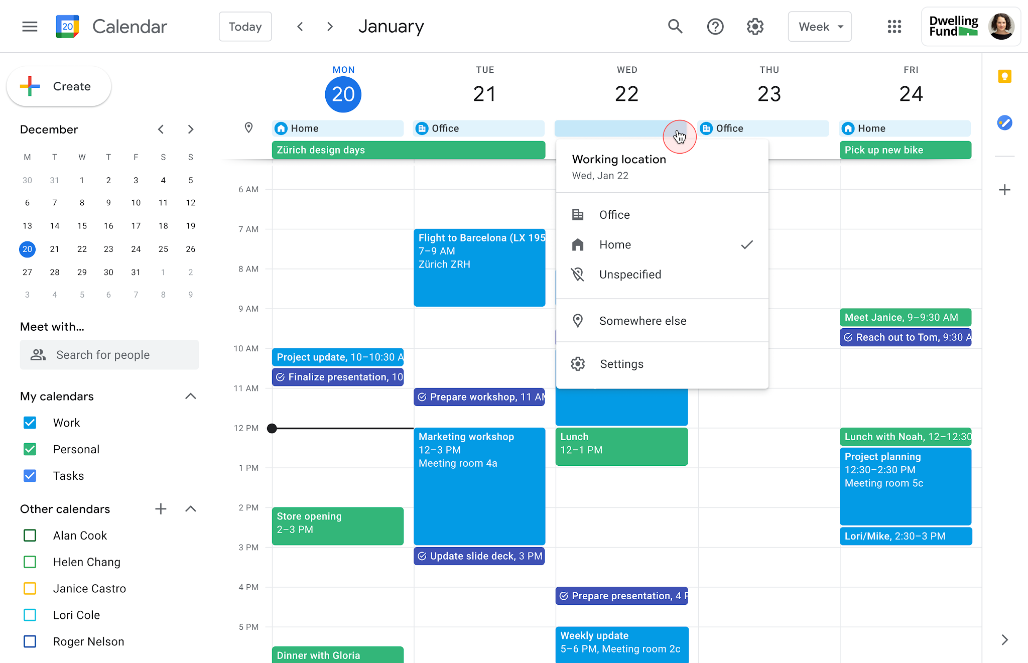 Google Workspace Updates: Share where you're working from in Google Calendar