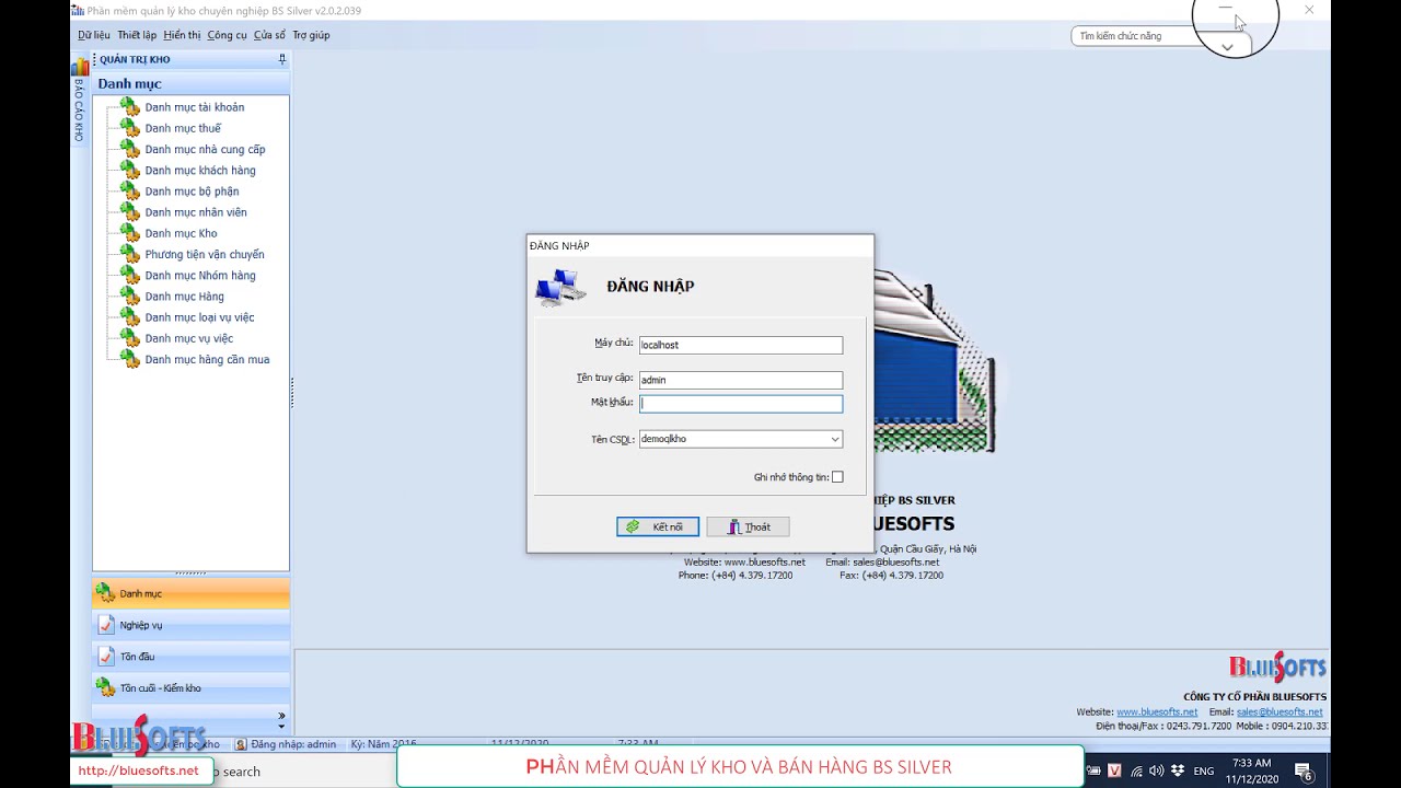 Phần mềm quản lý kho BS SILVER, CSDL MySQL Server - YouTube